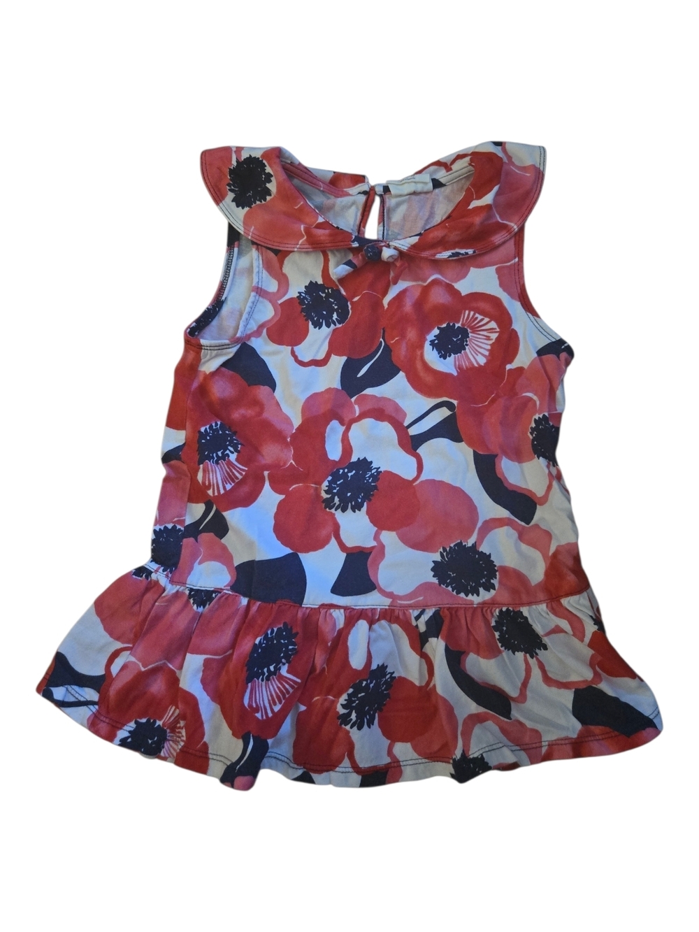 Crazy 8 Girls Floral Peplum Tank Top - Red & Navy 7/8